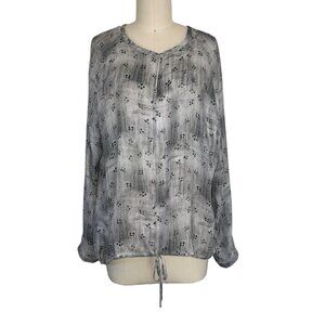 Seidensticker Gray 100% Silk Flowy Long Sleeve Blouse Made in Germany Sz 42 / L